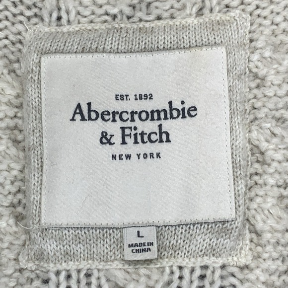 Abercrombie & Fitch Beige WOOL & ALPACA BLEND Sweater Vest Cable Knit - Size L - Picture 7 of 12